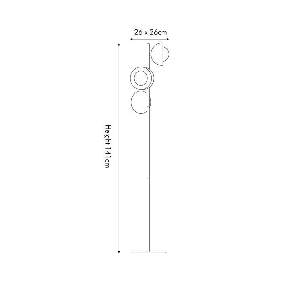 Estelle Brushed Brass Metal and White Orb Dome Floor Lamp.