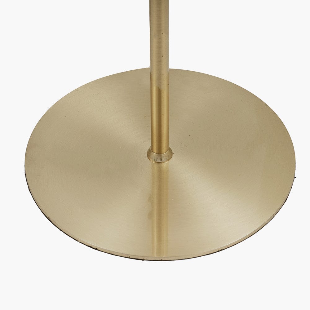 Estelle Brushed Brass Metal and White Orb Dome Floor Lamp.