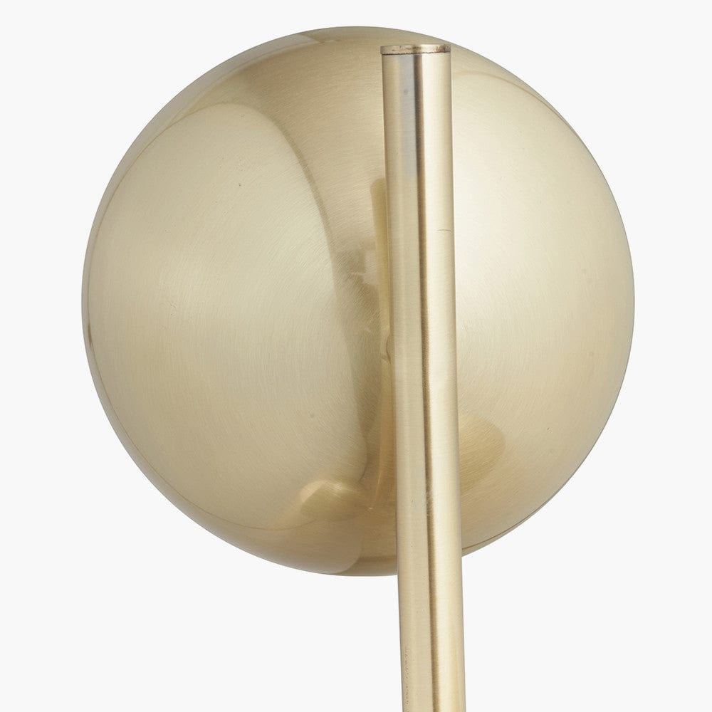 Estelle Brushed Brass Metal and White Orb Dome Floor Lamp.