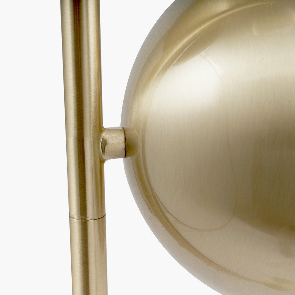 Estelle Brushed Brass Metal and White Orb Dome Floor Lamp.