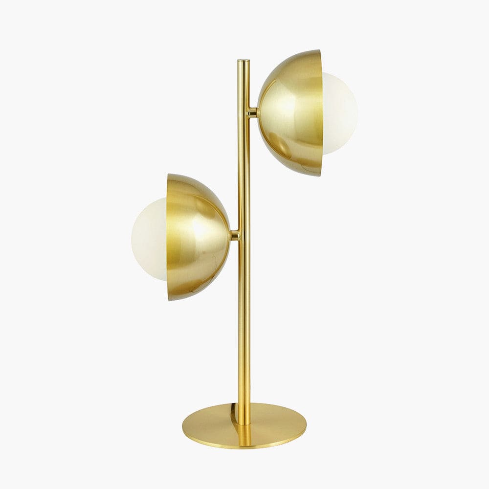 Estelle Brushed Brass Metal and White Orb Dome Table Lamp.