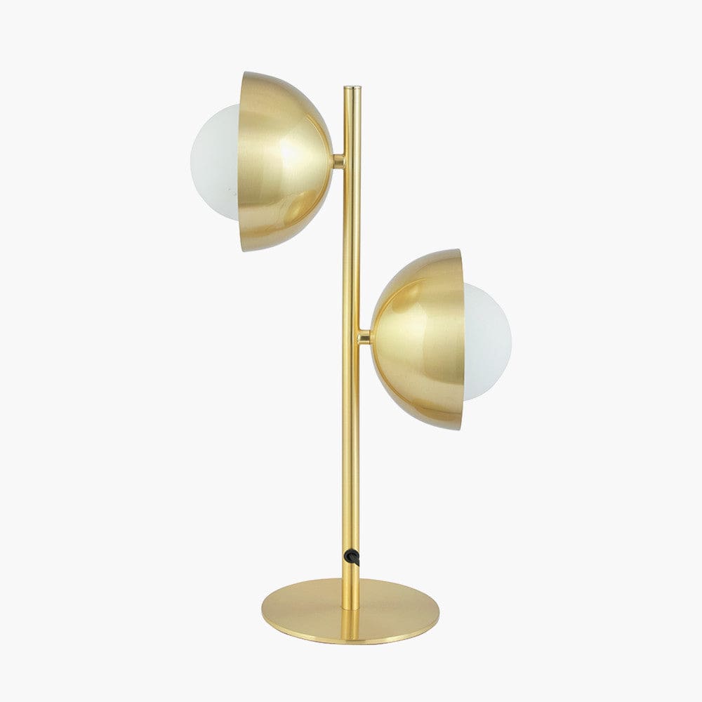 Estelle Brushed Brass Metal and White Orb Dome Table Lamp.