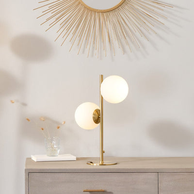 Pacific Lifestyle Lighting Estelle Brushed Brass Metal and White Orb Dome Table Lamp House of Isabella UK