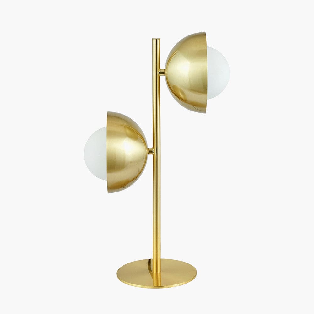 Estelle Brushed Brass Metal and White Orb Dome Table Lamp.