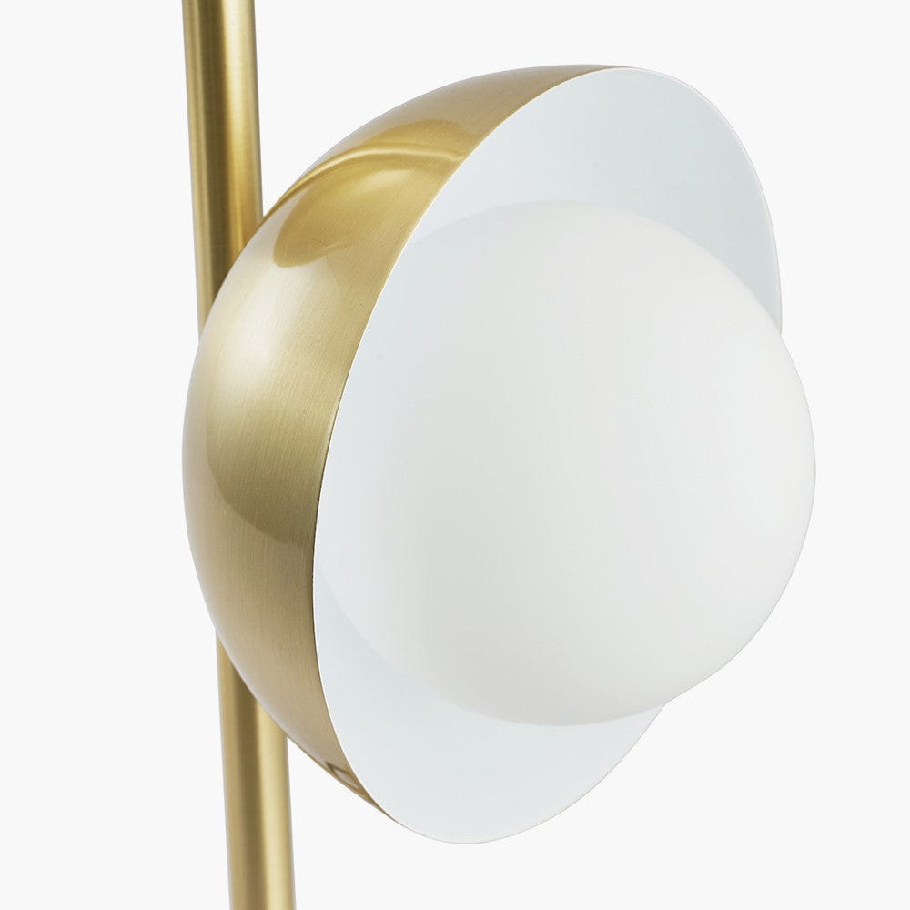 Estelle Brushed Brass Metal and White Orb Dome Table Lamp.