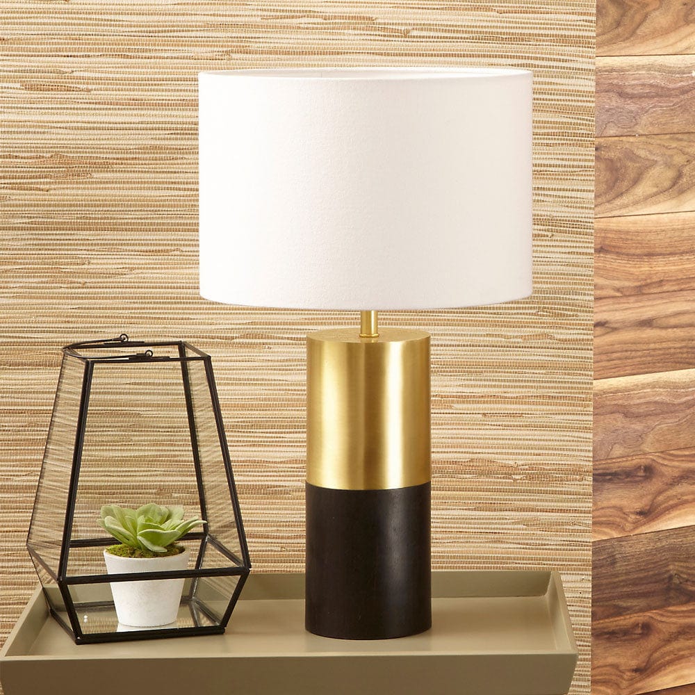 Pacific Lifestyle Lighting Etosha Dark Wood and Gold Metal Table Lamp House of Isabella UK