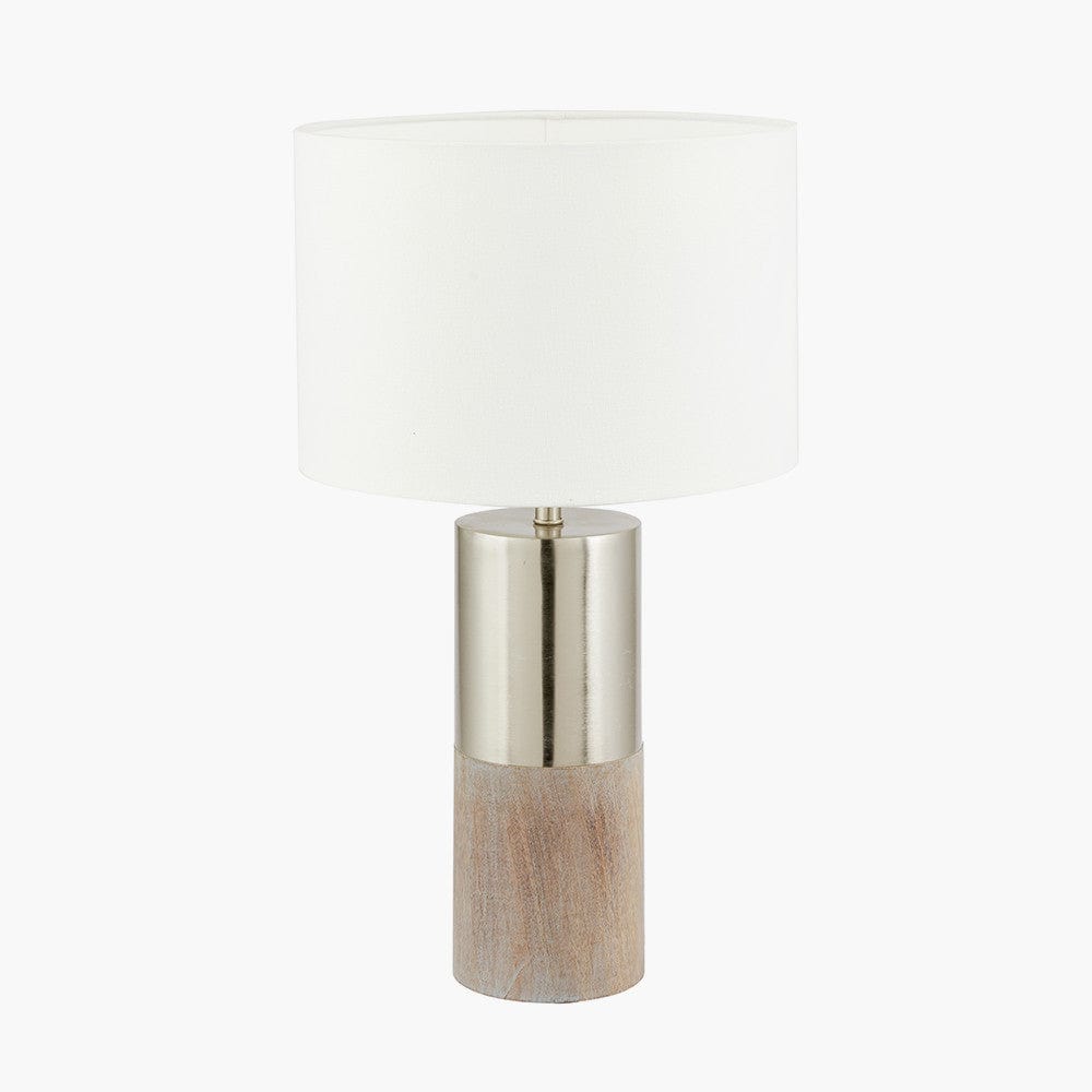 Etosha Grey Wood and Silver Metal Table Lamp.