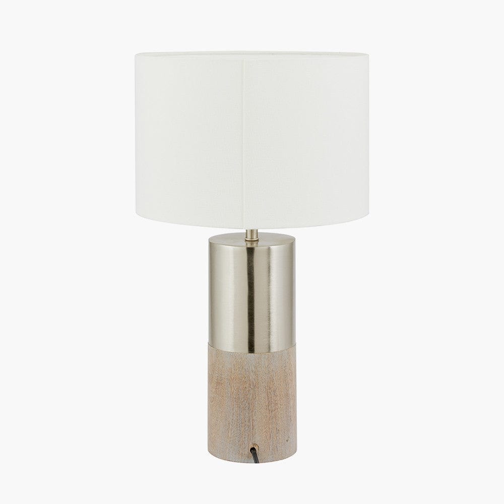 Etosha Grey Wood and Silver Metal Table Lamp.