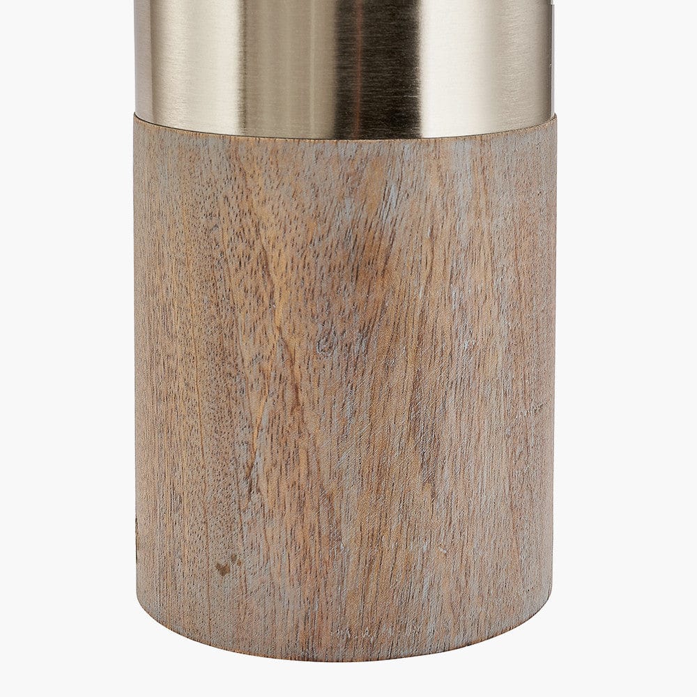 Etosha Grey Wood and Silver Metal Table Lamp.