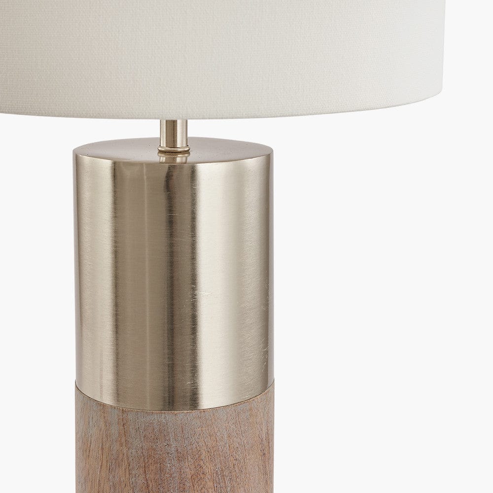 Etosha Grey Wood and Silver Metal Table Lamp.