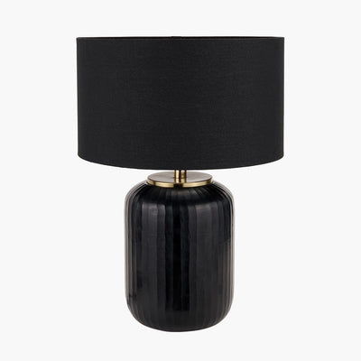 Pacific Lifestyle Lighting Eva Matt Black Cold Cut Stripe Glass Table Lamp House of Isabella UK