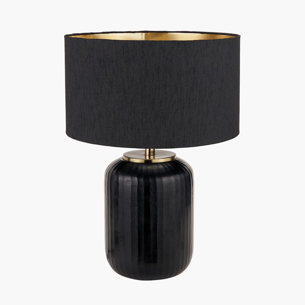 Eva Matt Black Cold Cut Stripe Glass Table Lamp.