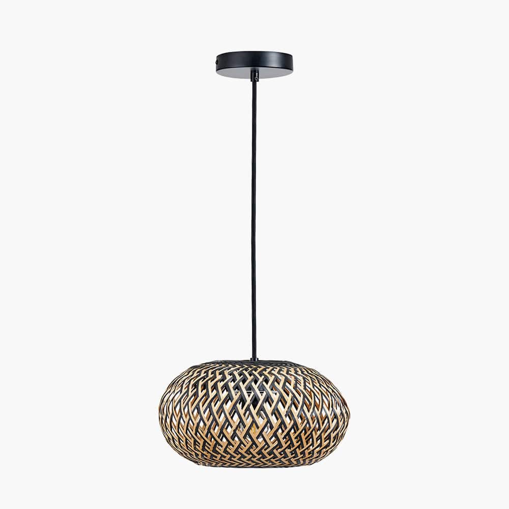 Evianna Black and Natural Rattan Pendant.