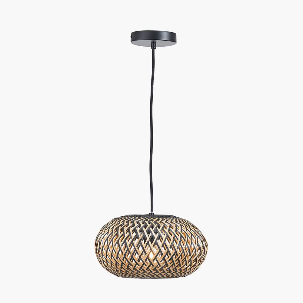 Evianna Black and Natural Rattan Pendant.