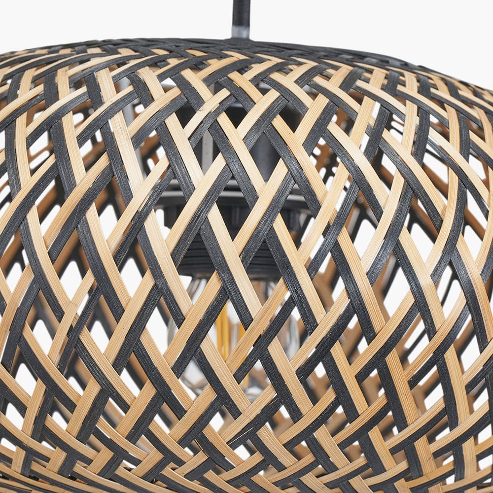 Evianna Black and Natural Rattan Pendant.