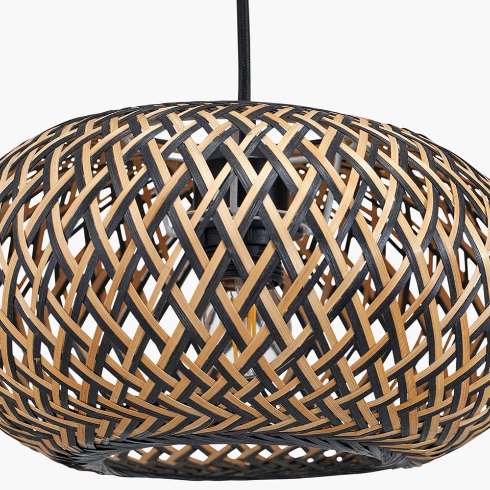 Evianna Black and Natural Rattan Pendant.