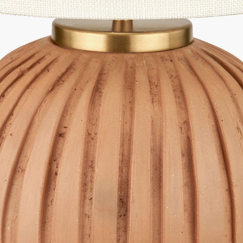 Pacific Lifestyle Lighting Ezekiel Natural Terracotta Textured Ball Table Lamp House of Isabella UK