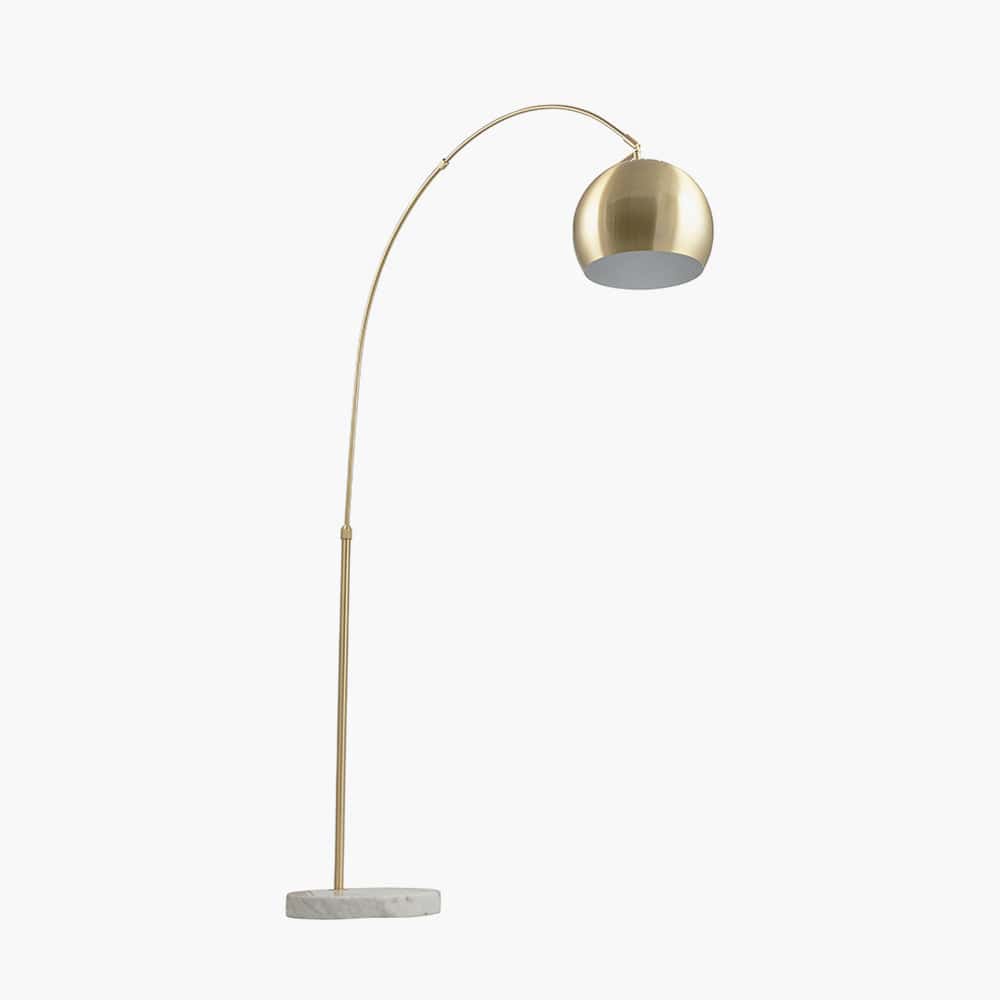 Feliciani Brushed Brass Metal and White Marble Floor Lamp.