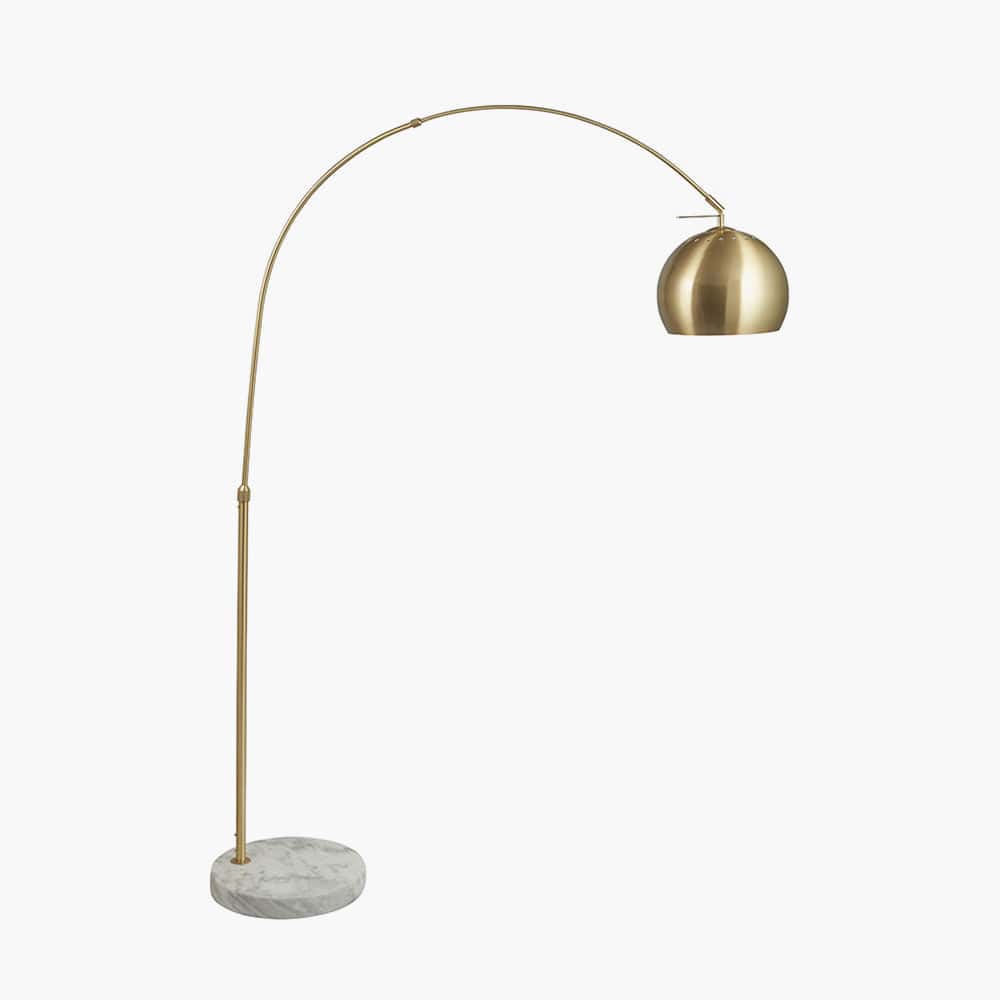 Feliciani Brushed Brass Metal and White Marble Floor Lamp.