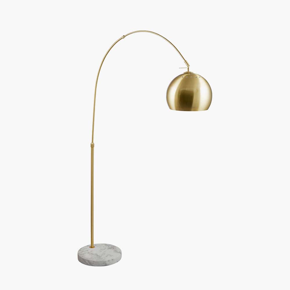 Feliciani Brushed Brass Metal and White Marble Floor Lamp.