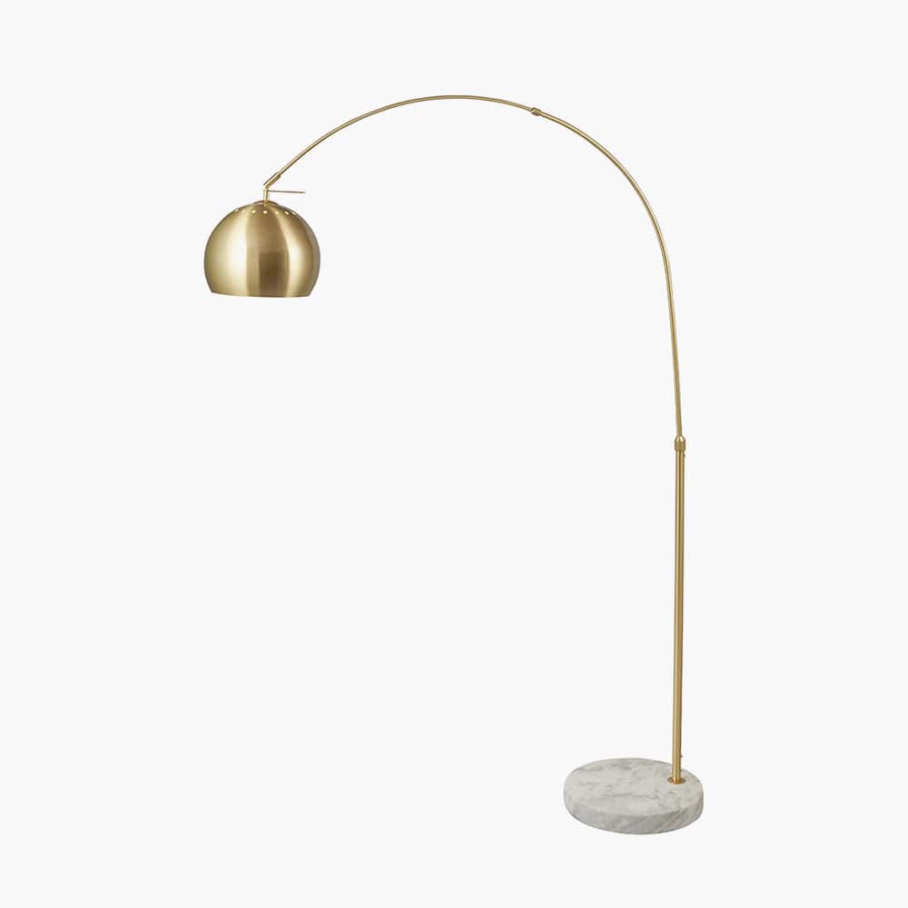 Feliciani Brushed Brass Metal and White Marble Floor Lamp.