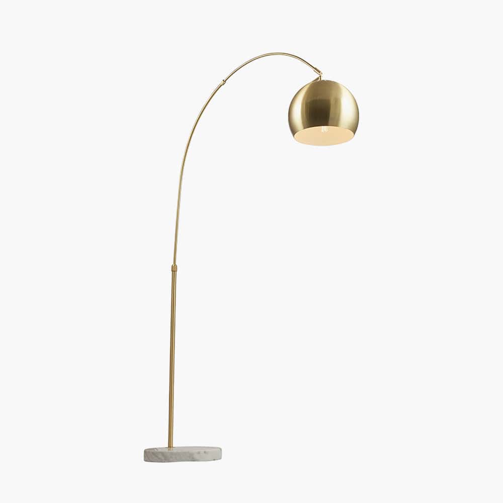 Feliciani Brushed Brass Metal and White Marble Floor Lamp.
