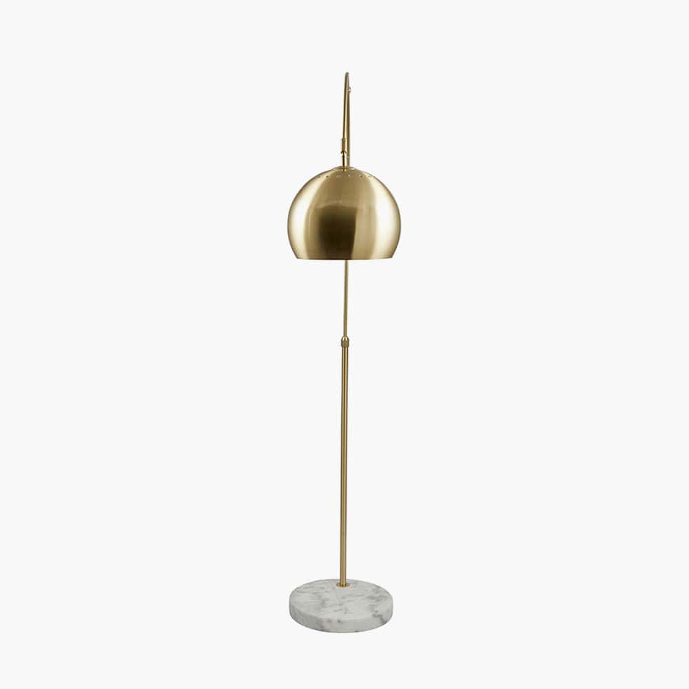 Feliciani Brushed Brass Metal and White Marble Floor Lamp.