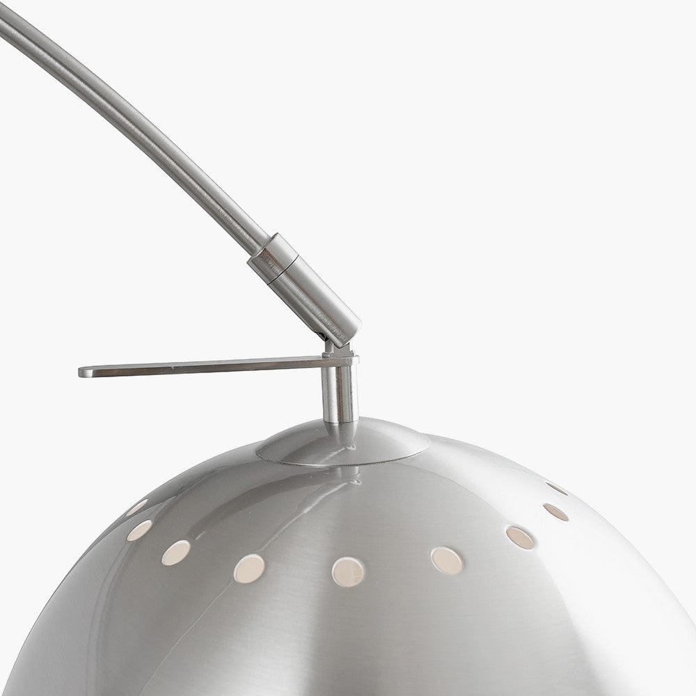 Feliciani Brushed Silver Metal and White Marble Floor Lamp.