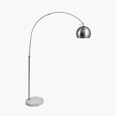 Pacific Lifestyle Lighting Feliciani Brushed Silver Metal and White Marble Floor Lamp House of Isabella UK