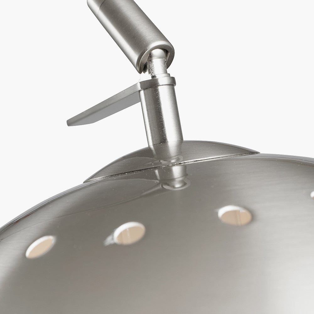 Feliciani Brushed Silver Metal and White Marble Floor Lamp.