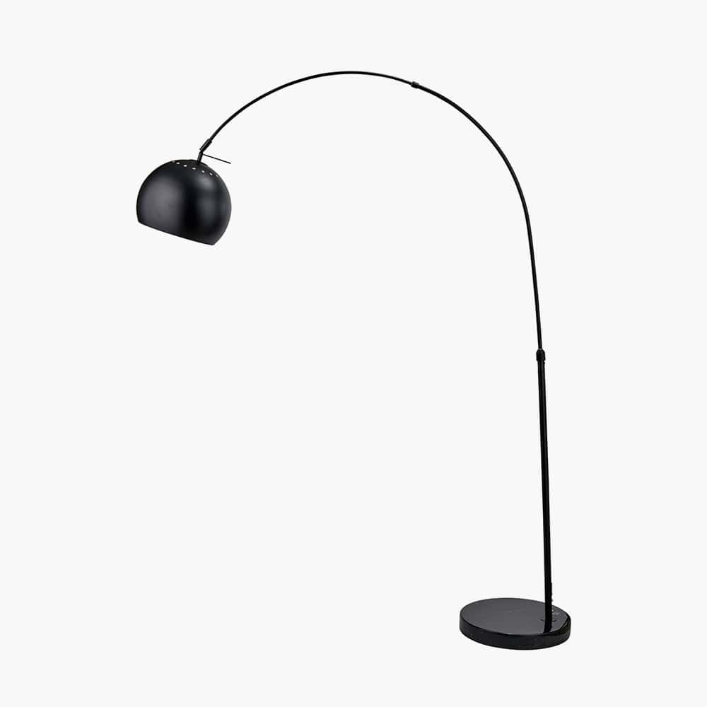 Feliciani Matt Black Metal and Black Marble Floor Lamp.