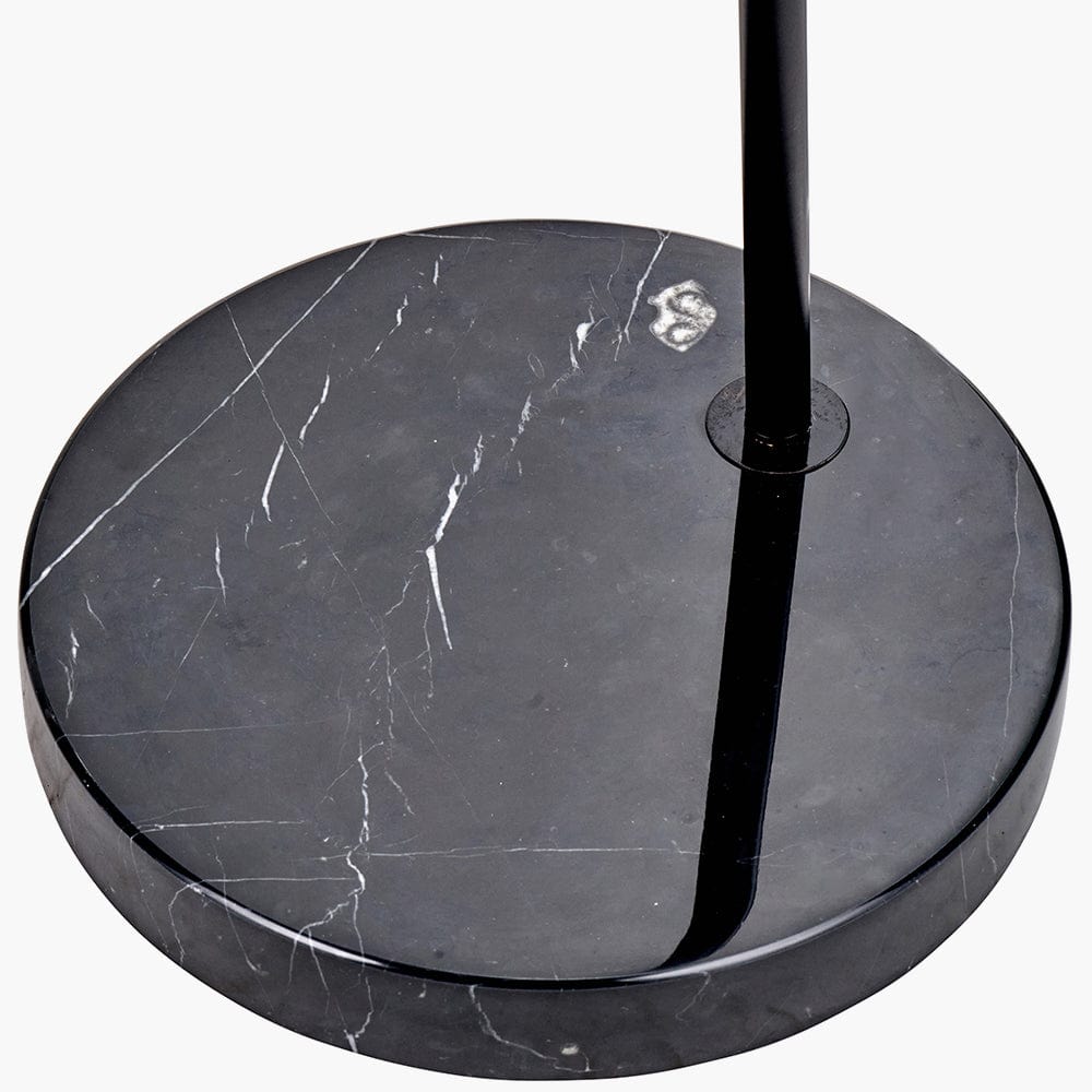 Feliciani Matt Black Metal and Black Marble Floor Lamp.