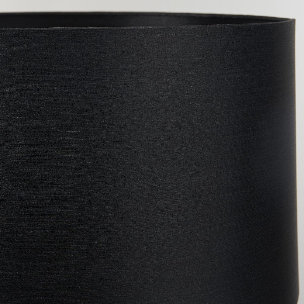 Fenella Black and White Photographic Design Table Lamp Base with Zara 40cm Black Silk Cylinder Lampshade.
