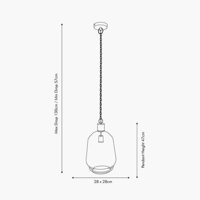 Pacific Lifestyle Lighting Fia Clear Glass & Black Nickel Metal Chain Drop Pendant House of Isabella UK