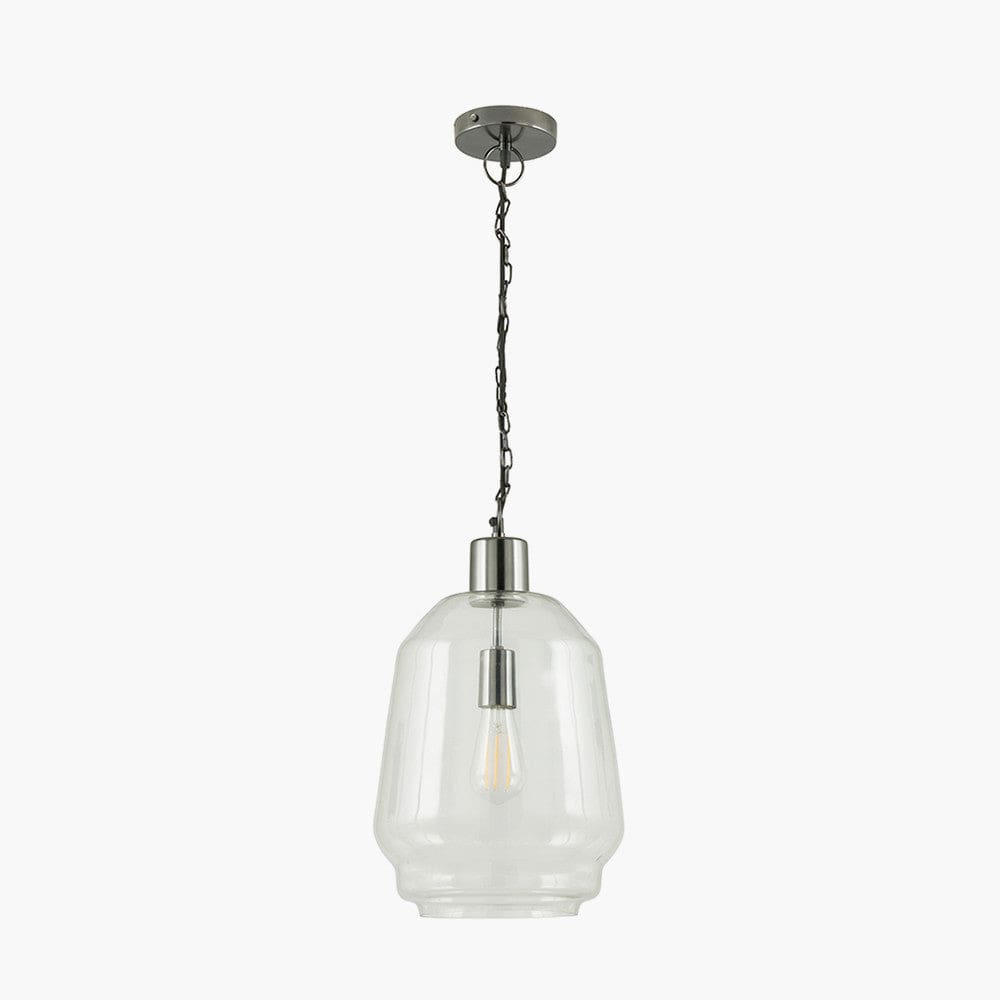 Pacific Lifestyle Lighting Fia Clear Glass & Black Nickel Metal Chain Drop Pendant House of Isabella UK