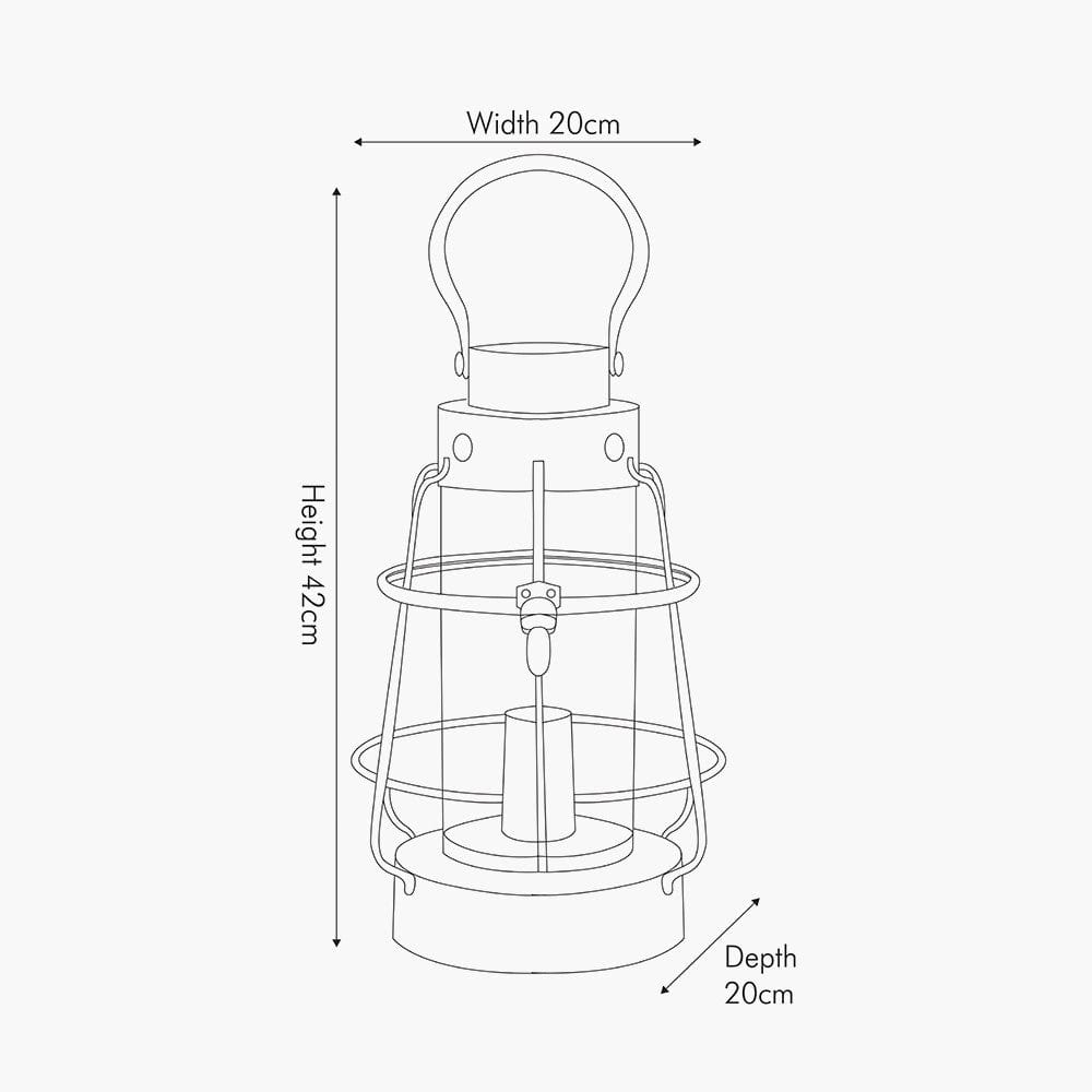 Pacific Lifestyle Lighting Filey Grey Metal & Clear Glass Oil Lantern Table Lamp House of Isabella UK