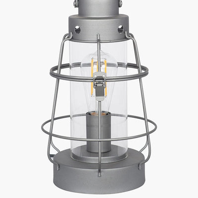 Pacific Lifestyle Lighting Filey Grey Metal & Clear Glass Oil Lantern Table Lamp House of Isabella UK