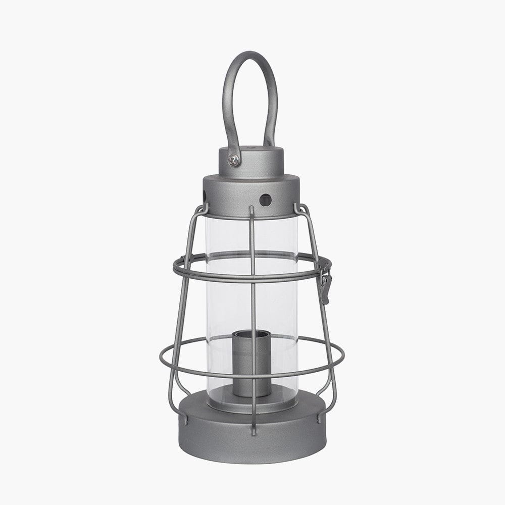 Pacific Lifestyle Lighting Filey Grey Metal & Clear Glass Oil Lantern Table Lamp House of Isabella UK