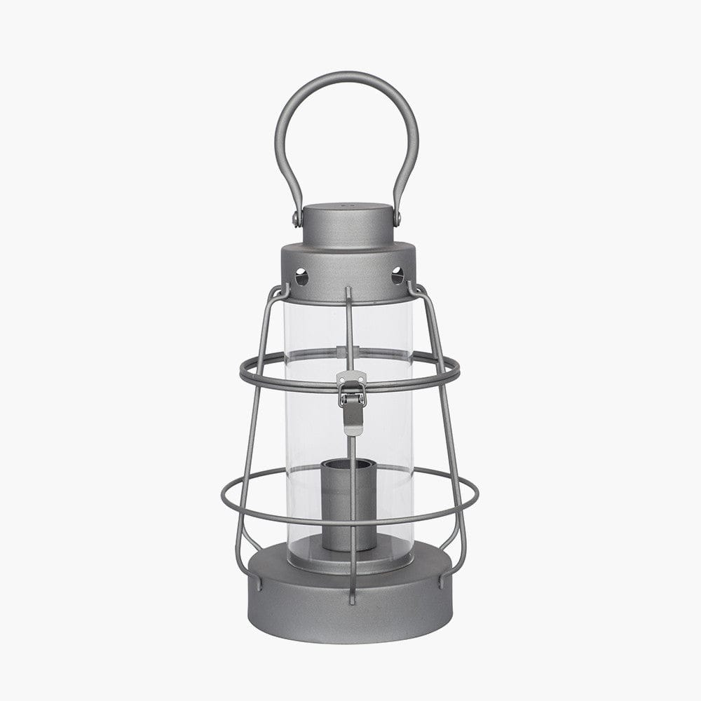 Pacific Lifestyle Lighting Filey Grey Metal & Clear Glass Oil Lantern Table Lamp House of Isabella UK