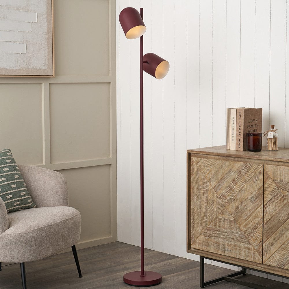 Pacific Lifestyle Lighting Finn Mulberry Metal Cloche Two Head Floor Lamp House of Isabella UK