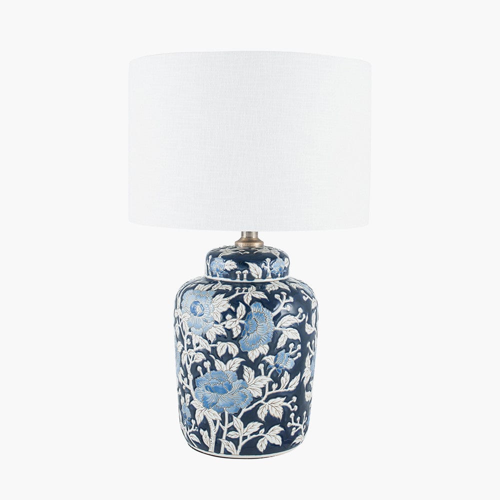 Fleur Blue Floral Ceramic Table Lamp - Base Only.