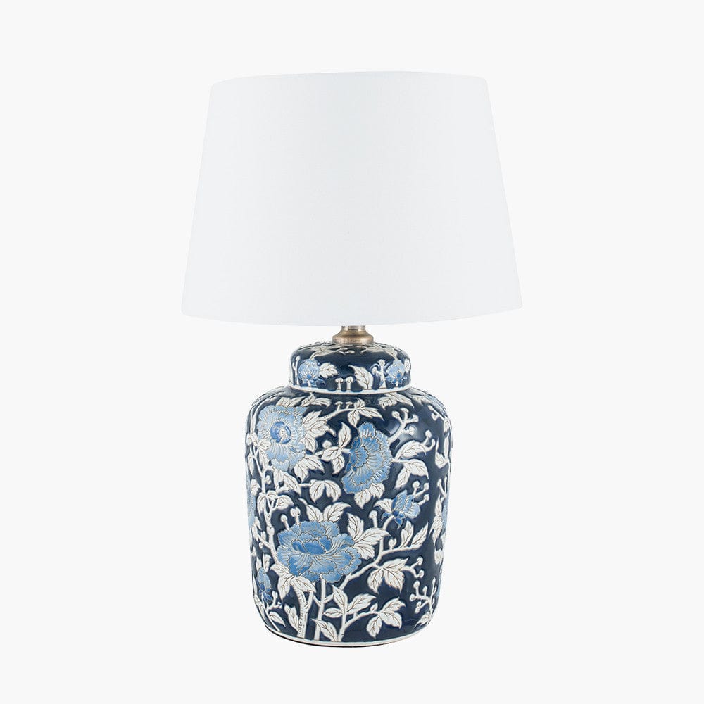 Fleur Blue Floral Ceramic Table Lamp - Base Only.