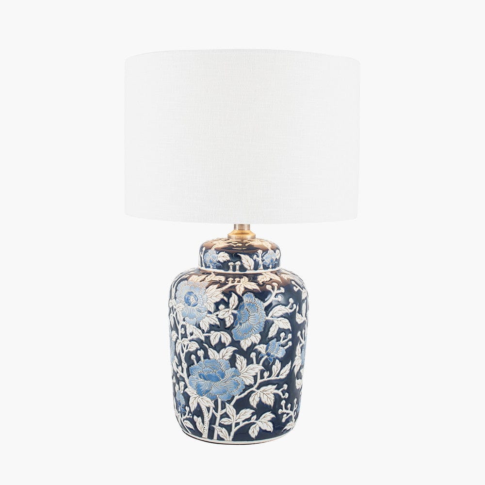 Fleur Blue Floral Ceramic Table Lamp - Base Only.