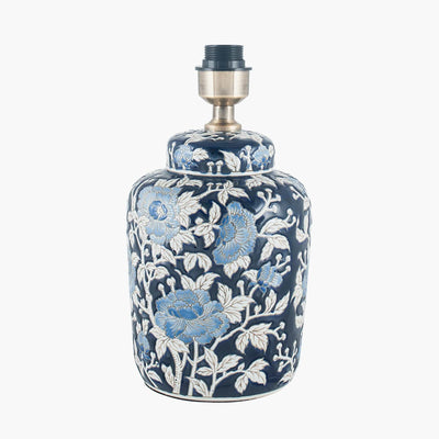 Pacific Lifestyle Lighting Fleur Blue Floral Ceramic Table Lamp - Base Only House of Isabella UK