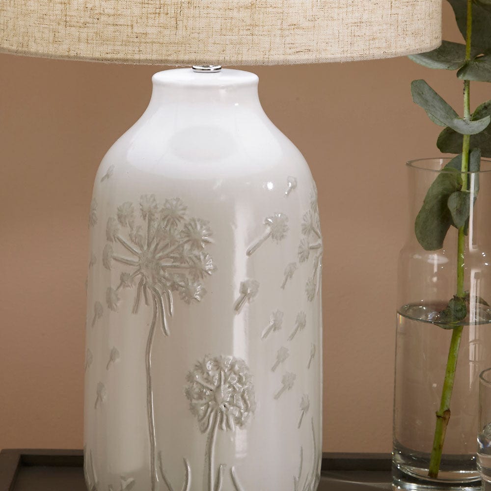 Flora White Floral Ceramic Table Lamp.