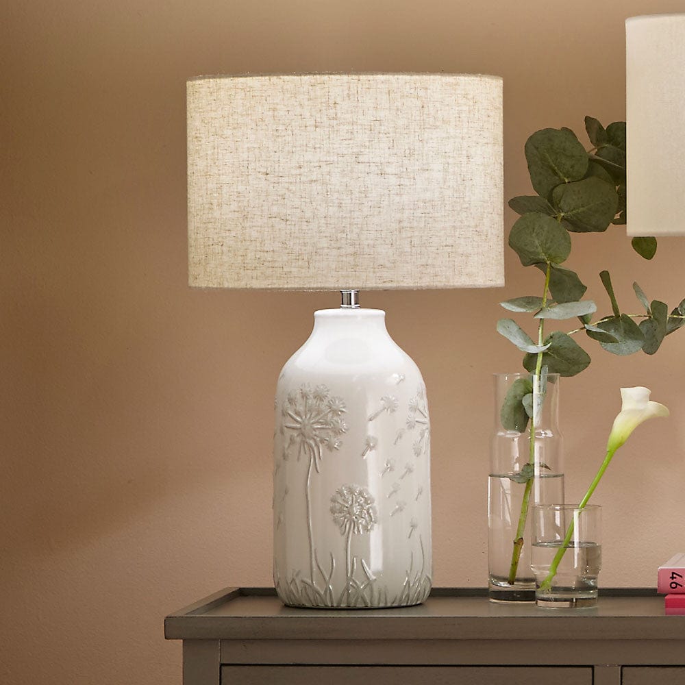 Pacific Lifestyle Lighting Flora White Floral Ceramic Table Lamp House of Isabella UK