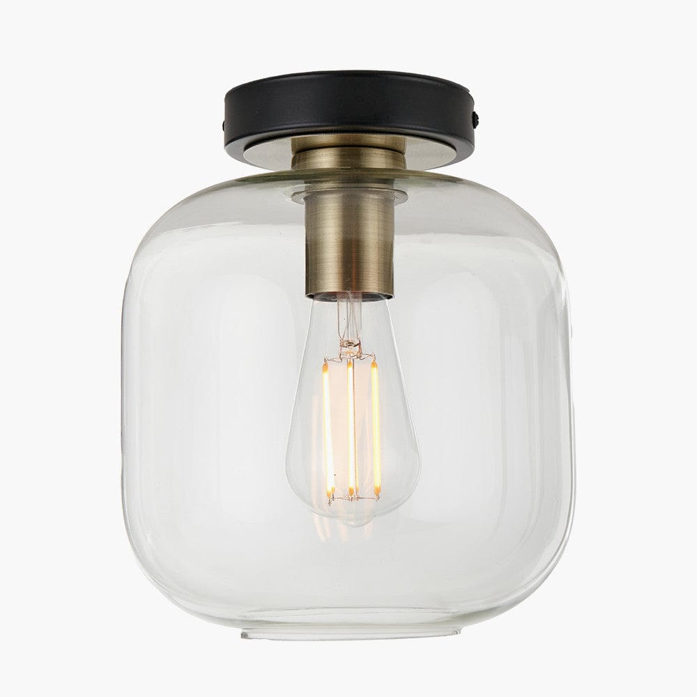 Florence Black Metal and Glass Flush Pendant.