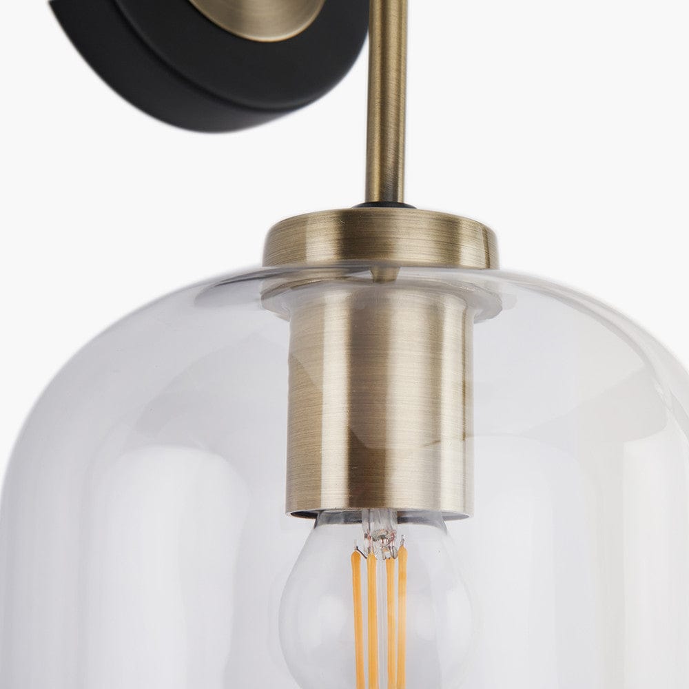 Florence Black Metal and Glass Wall Light.