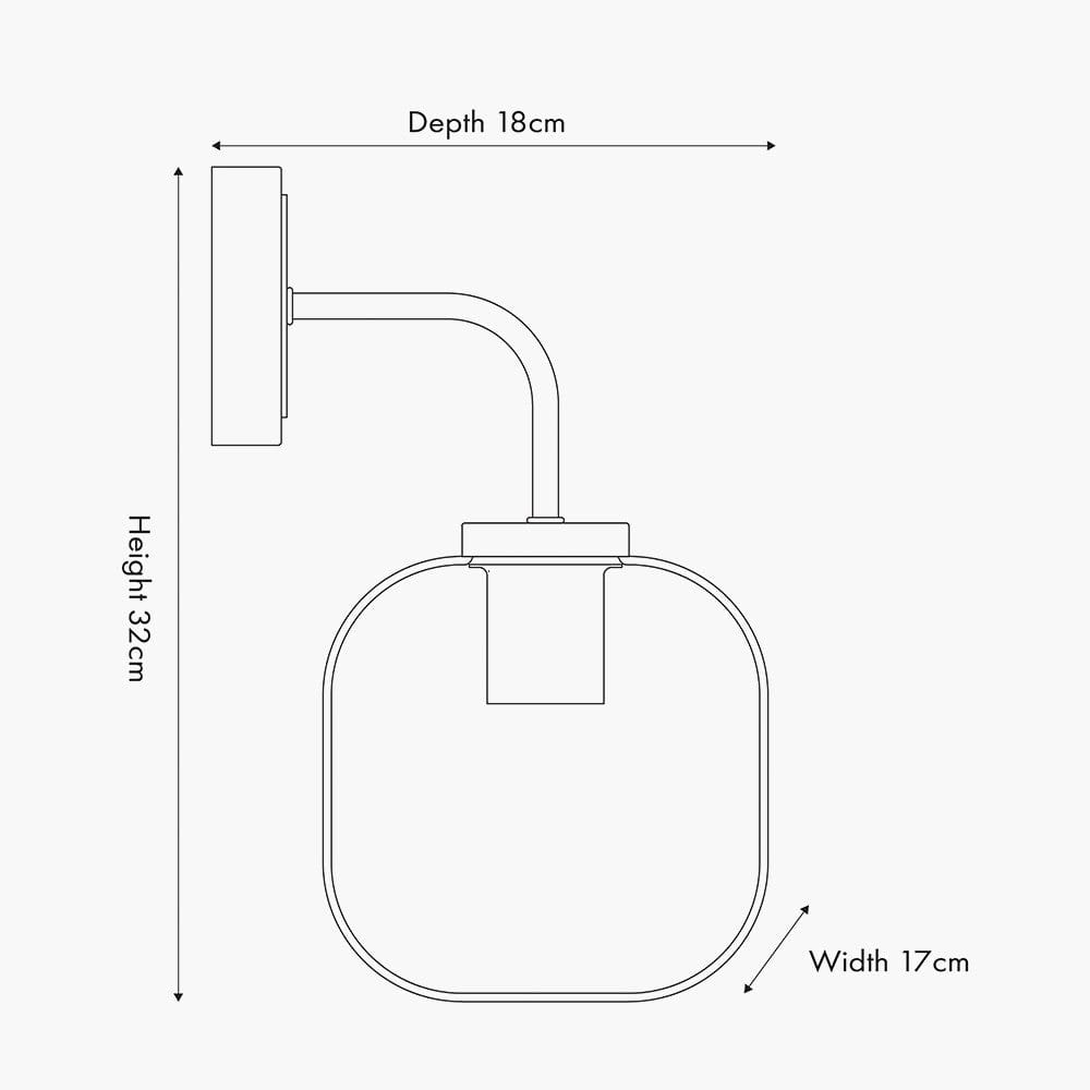 Florence Black Metal and Glass Wall Light.