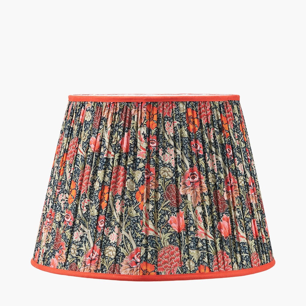 Pacific Lifestyle Lighting Floressa 45cm Red Floral Patterned Mushroom Pleat Tapered Lamp Shade House of Isabella UK